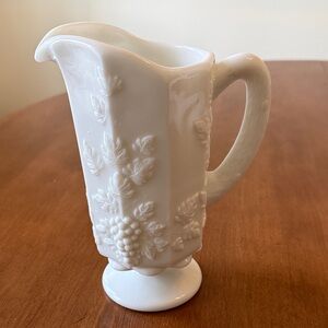 Vintage Westmoreland White Milk Glass Grape and Leaf Pitcher